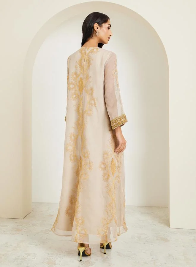 Amirah  Women Embellished Lace Trim Jalabiya for Women | Best Price UAE